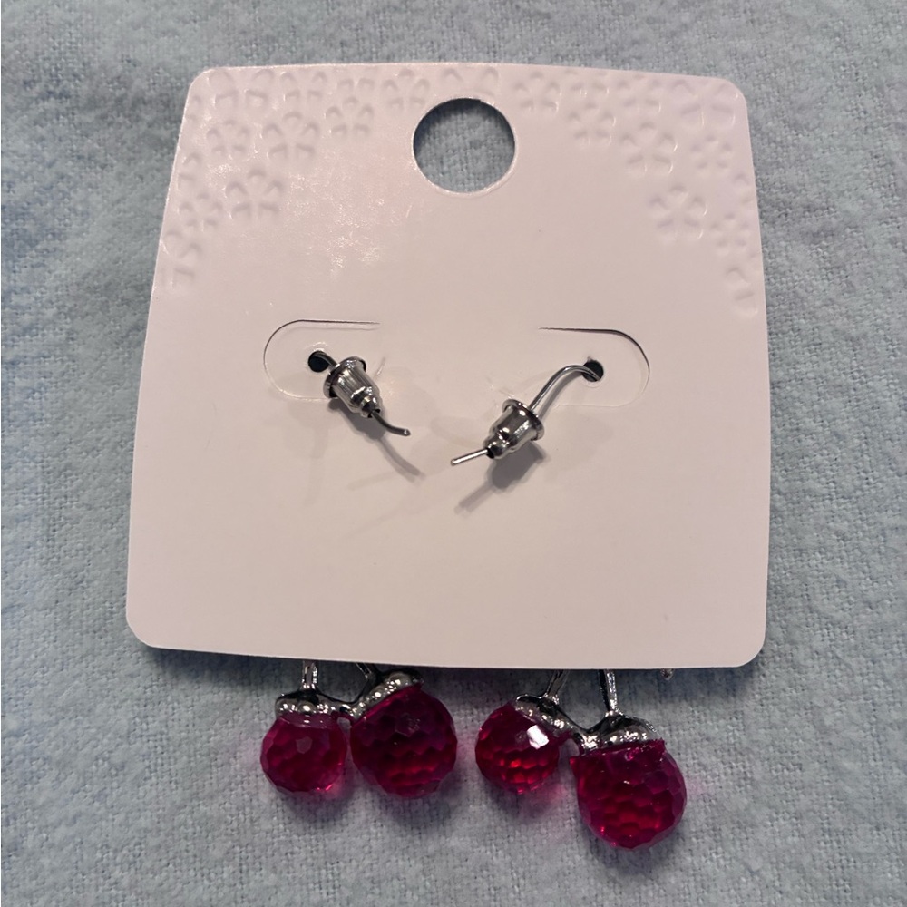 Mint Cherry Dangle Earrings - Picture 3 of 3